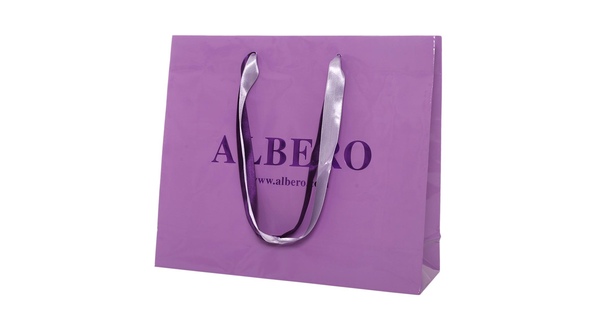 borsetta in carta viola con logo